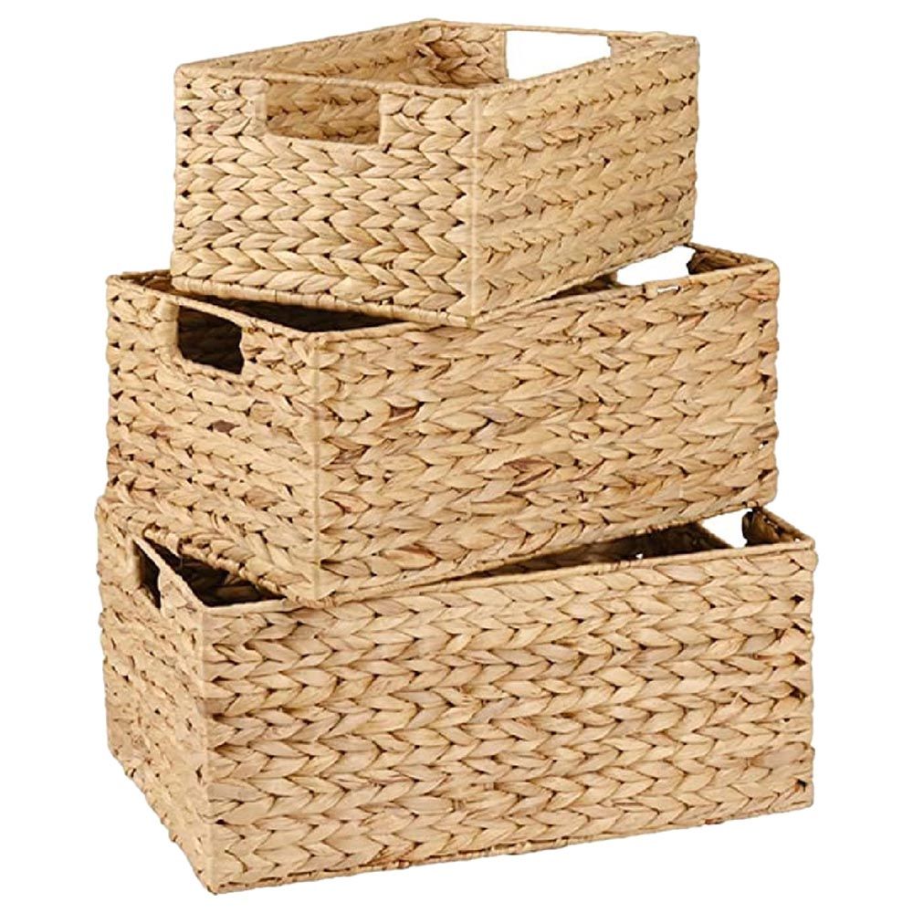 Homesmiths - Natural Water Hyacinth Storage Bins - Large - 44x30x20cm