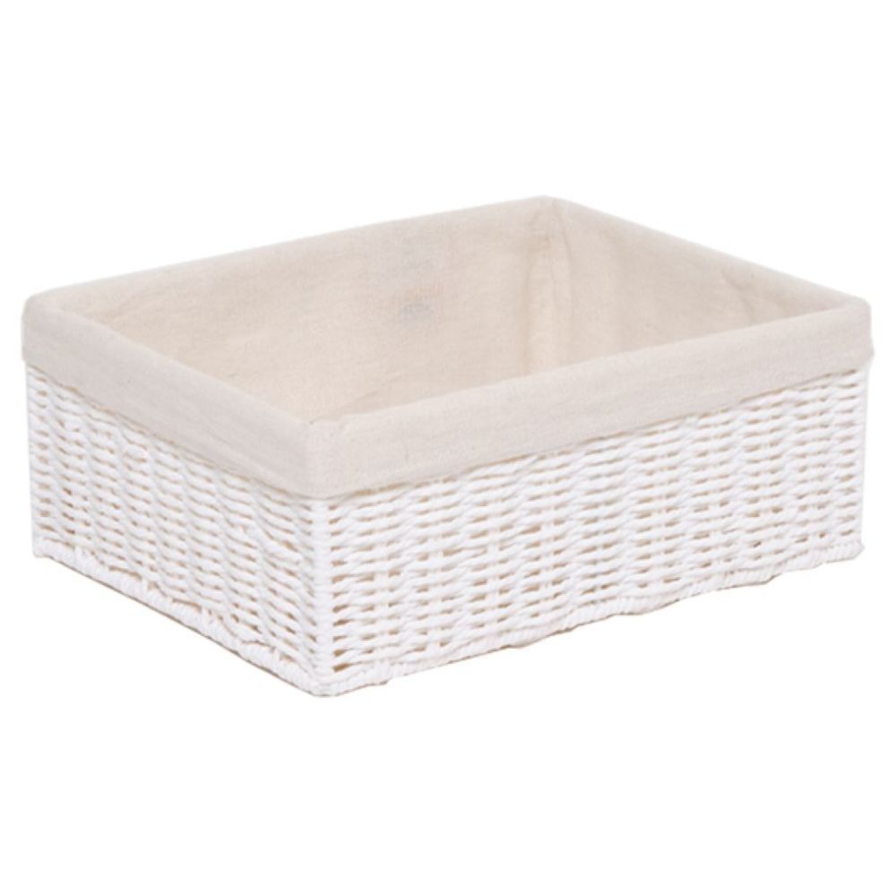 Homesmiths - Small Storage Basket W/ Liner - White