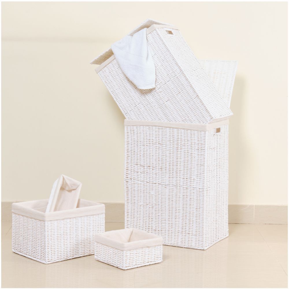 Homesmiths - Small Storage Basket W/ Liner - White