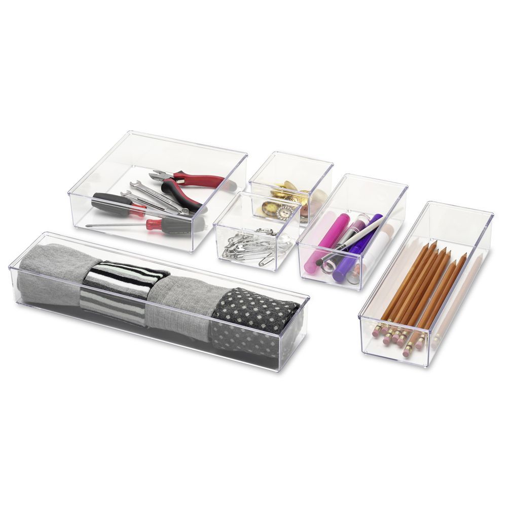 Whitmor - Clear Drawer Organizers Set Of 6