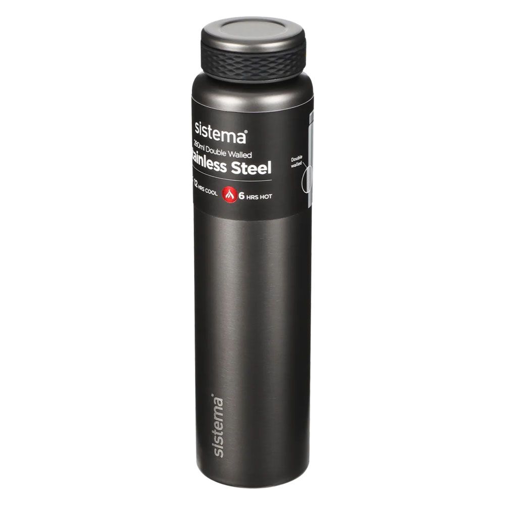 Sistema - Chic Stainless Steel Bottle 280mL - Dark Grey