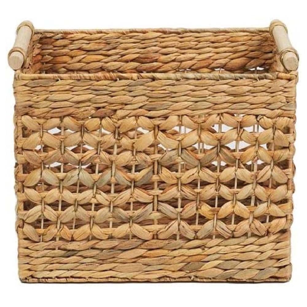 Homesmiths - Water Hyacinth Basket w/ Rattan Handles - 30x20x25cm