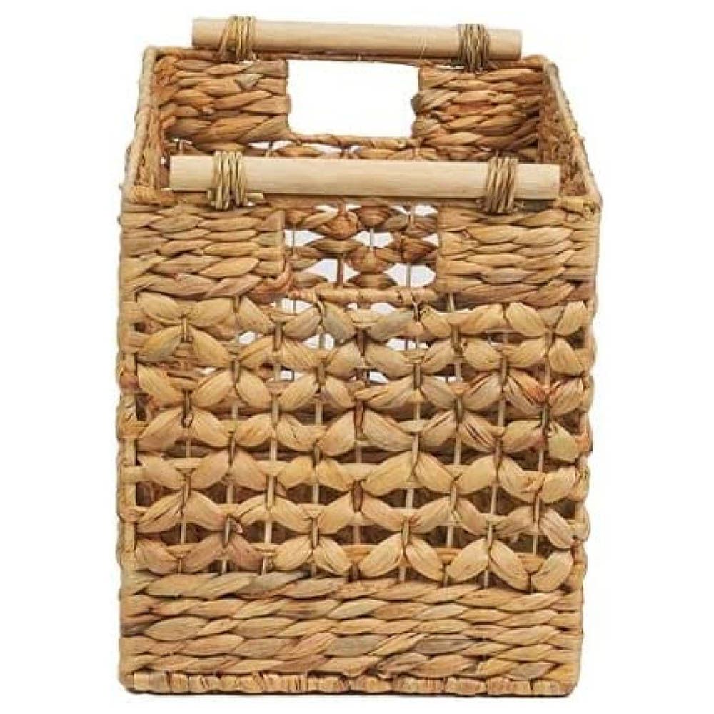 Homesmiths - Water Hyacinth Basket w/ Rattan Handles - 30x20x25cm