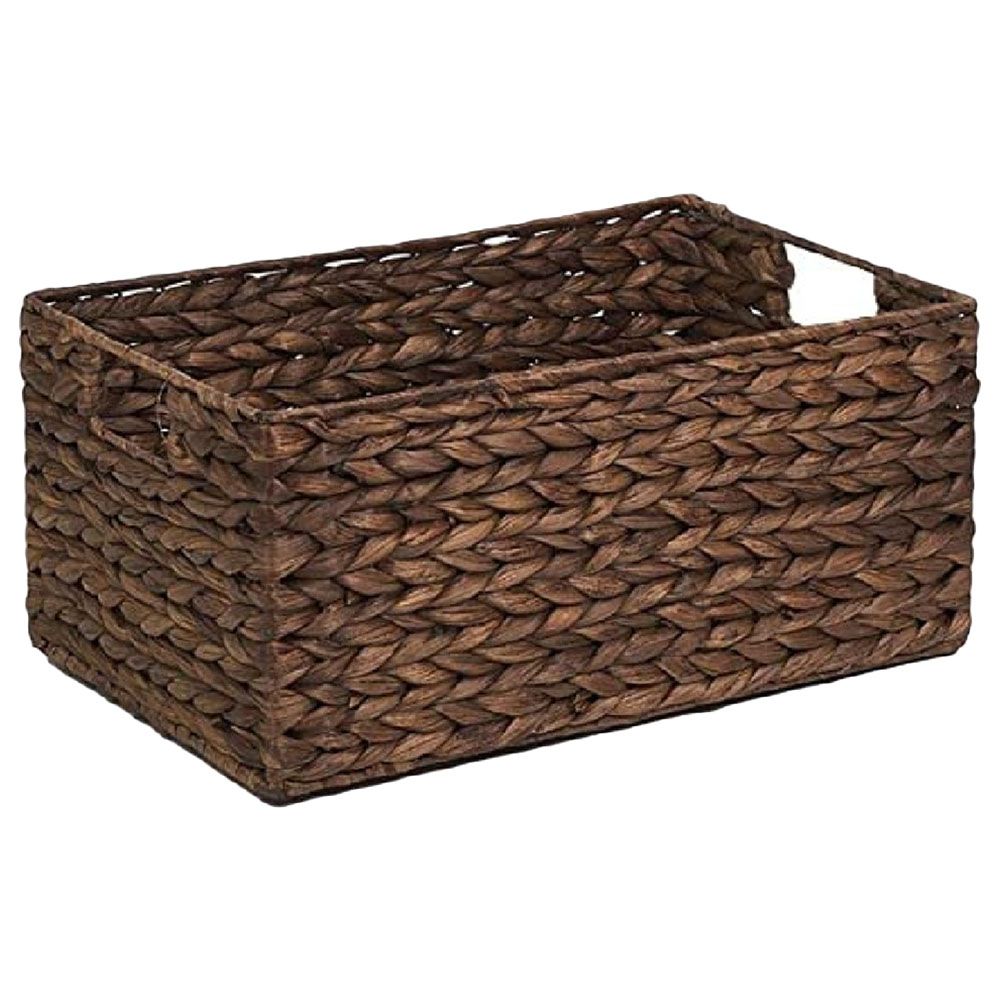 Homesmiths - Water Hyacinth Storage Basket w/ Handle - 40x26x18cm - Brown