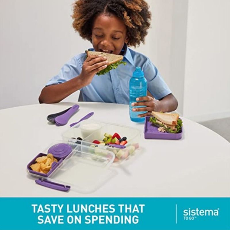 Sistema - 5 Compartment Cube To Go Bento Lunch Box - Teal - 1.25L