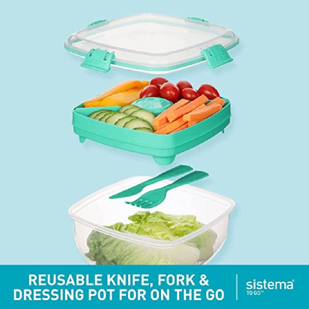 Sistema - To Go Salad Max Container - 1.63L - Teal