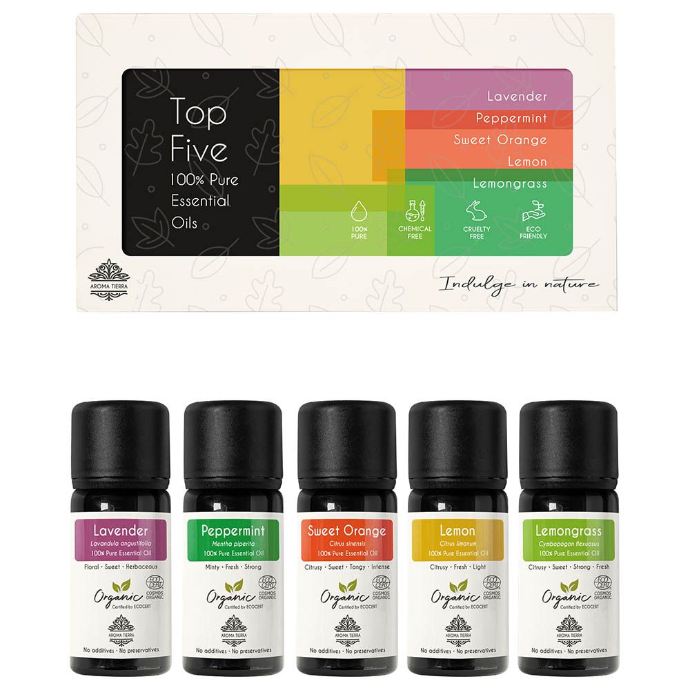 Aroma Tierra - Top 5 Organic Essential Oil Set