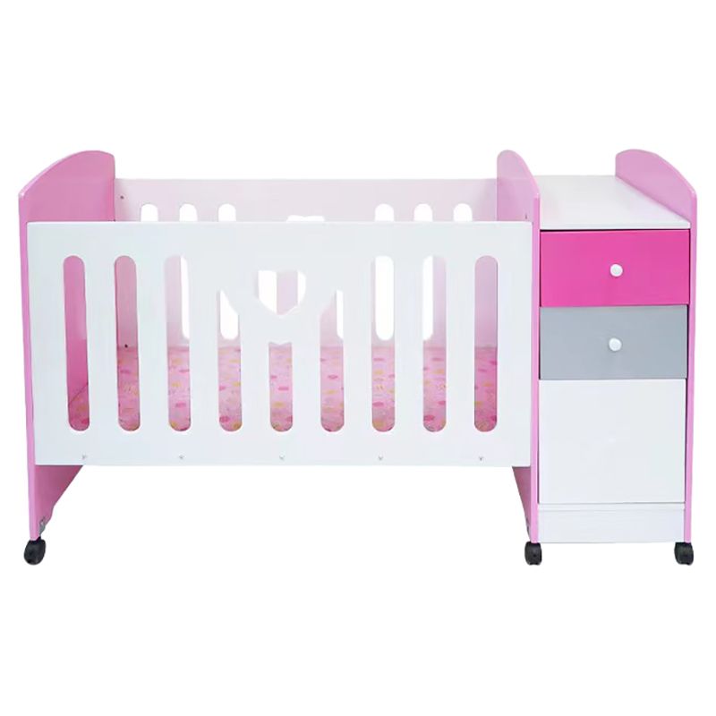 Bumble & Bird - Heart Baby Bed With Drawers - White/Pink