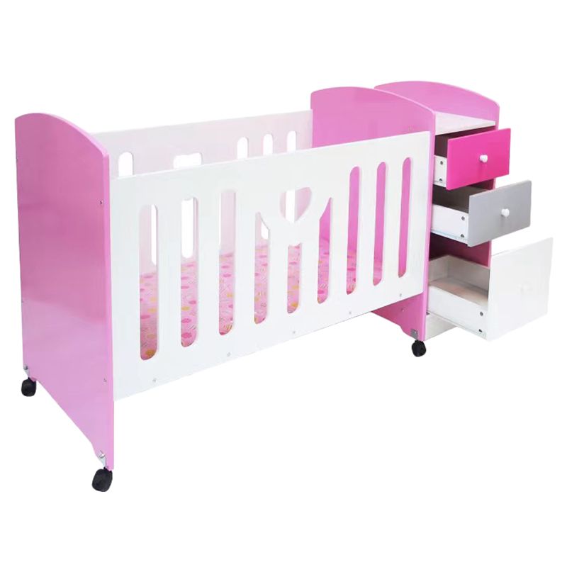 Bumble & Bird - Heart Baby Bed With Drawers - White/Pink