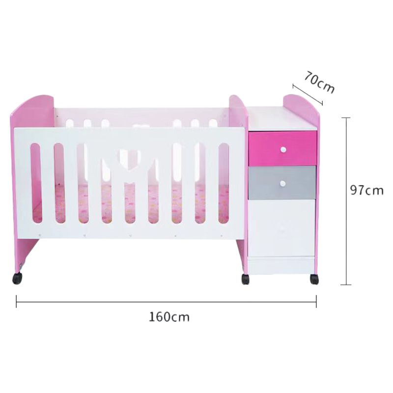 Bumble & Bird - Heart Baby Bed With Drawers - White/Pink