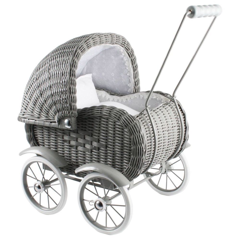 Elli Junior - Magni Doll Wicker Pram - Grey