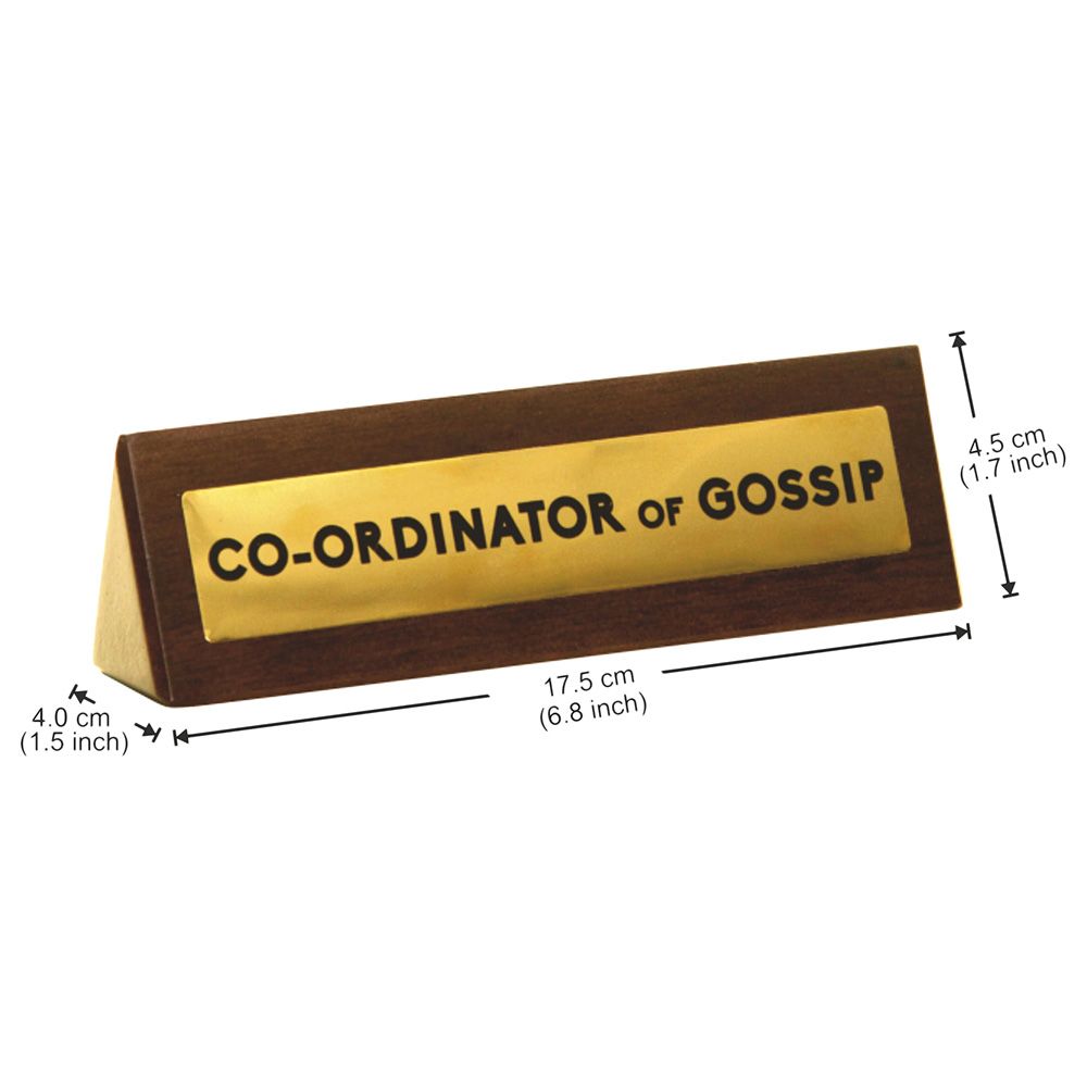 Other - Gossip - Funny Wooden Desk Sign - Brown