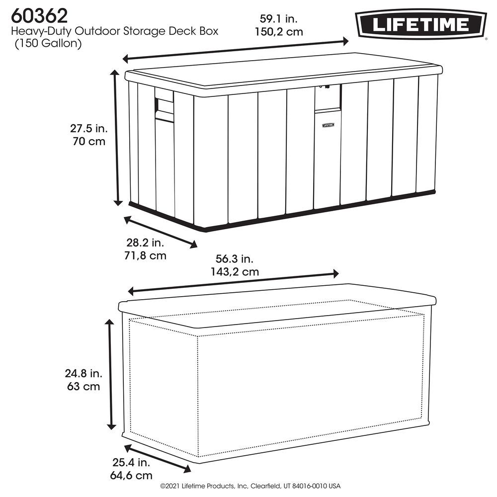 Lifetime - Deck Box Outdoor Storage Box 582L