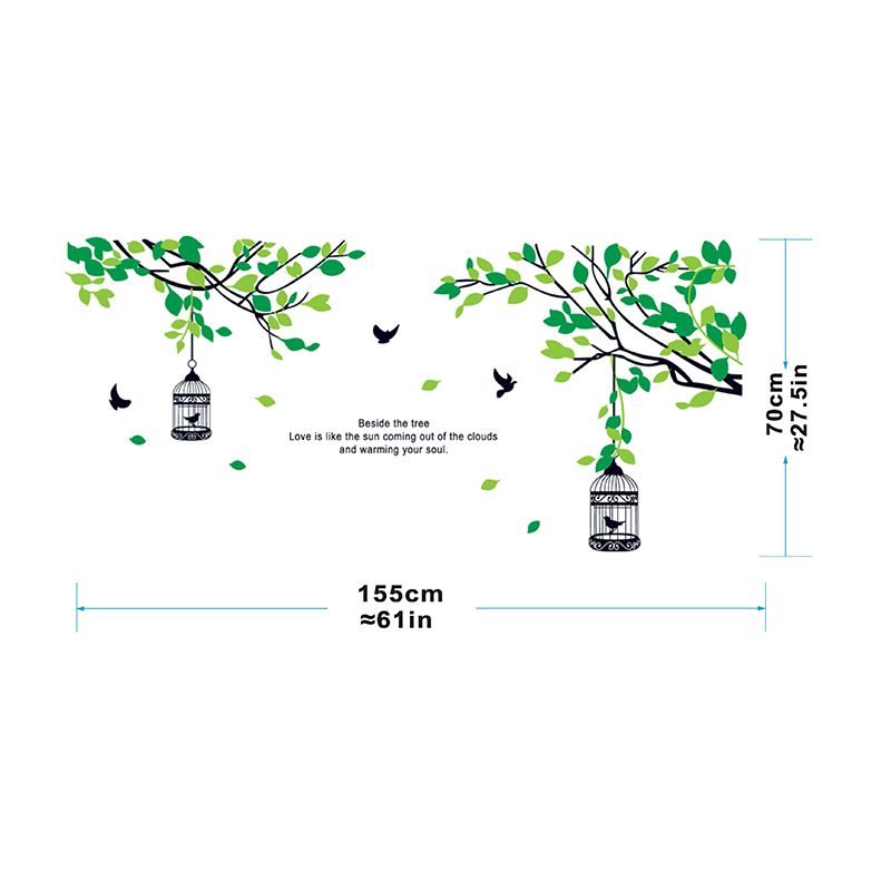 StickieArt - Green Leaves Bird Cage Removable Stickers-Large