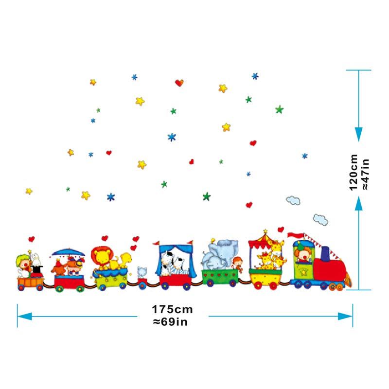 ستيكي آرت- ملصق الجدران قطار الحيوانات الكرتوني