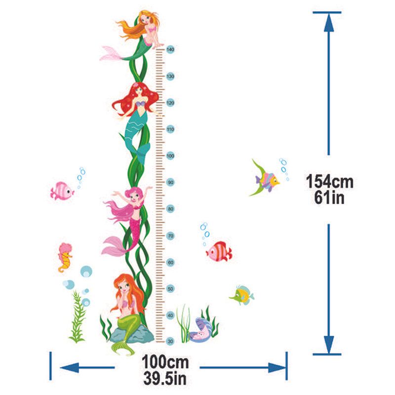 ستيكي آرت- ملصق الجدران لقياس الطول- حورية بحر- متوسط