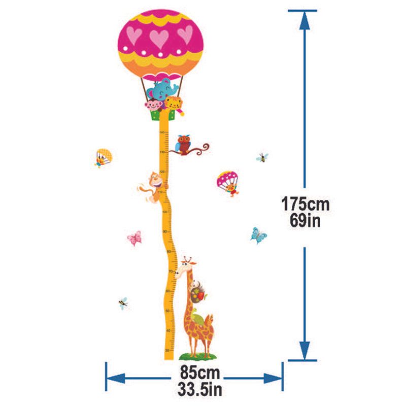 StickieArt - Hot Air Balloon Growth Chart Removable Stickers-Medium