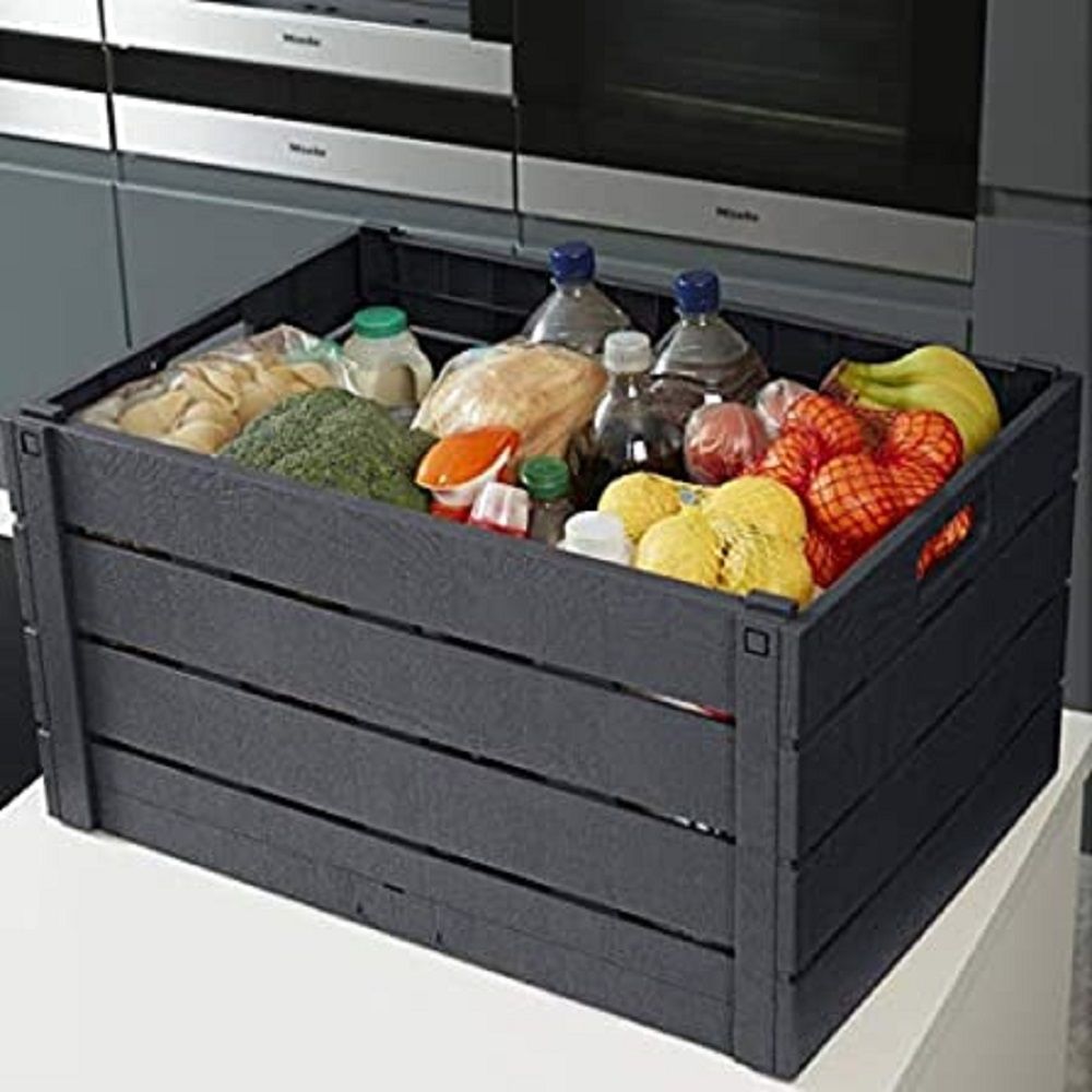 Strata - Wood Effect Folding Crate 60L