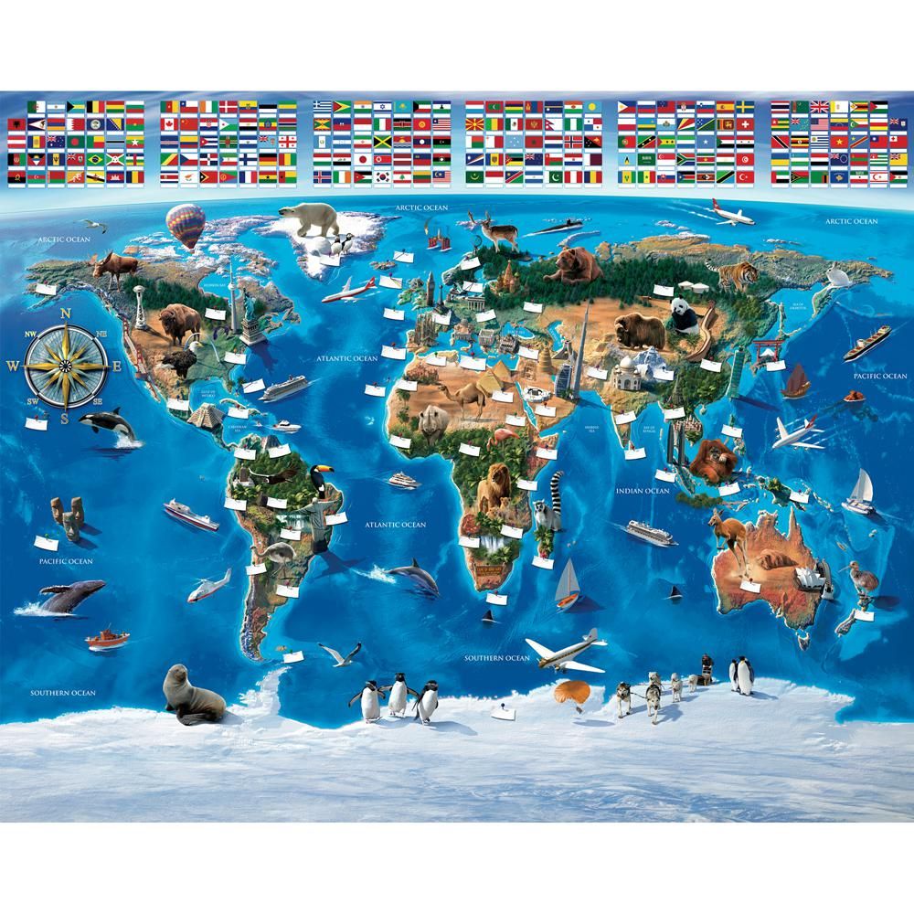 Walltastic - Map Of The World Wallpaper with D-Sided Tape