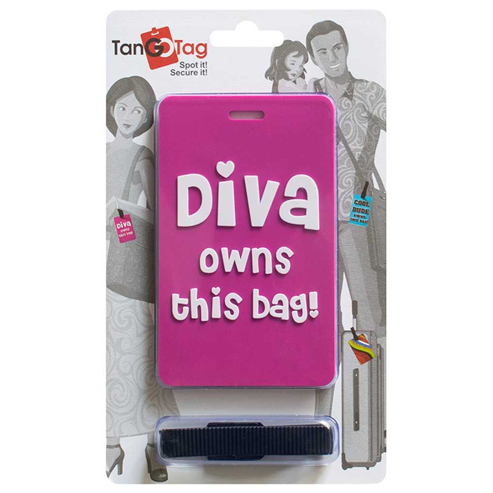 تانغوتاغ- شارة أمتعة Diva Owns This Bag - زهري