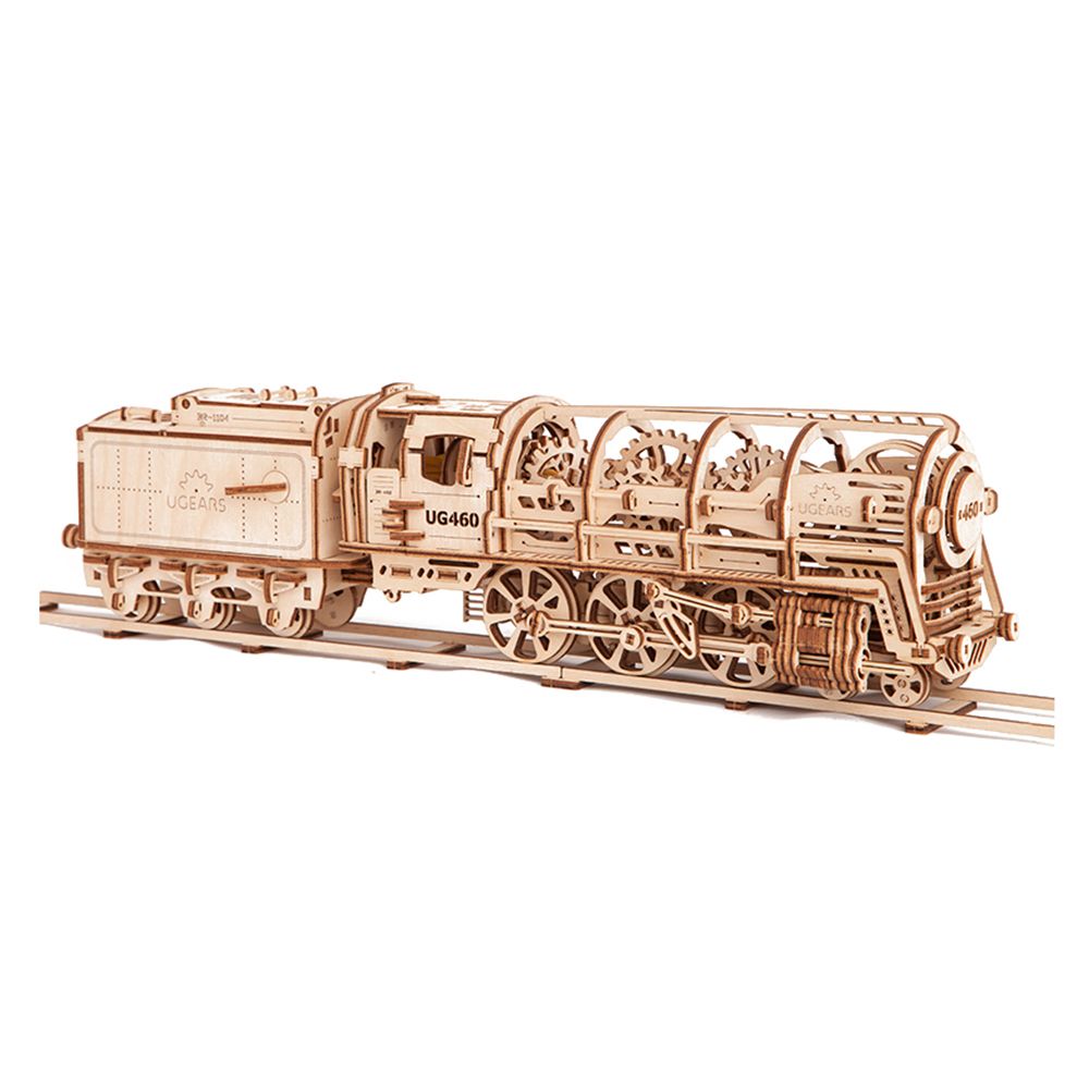 Ugears - Locomotive with Tender Mechanical Model 443pcs