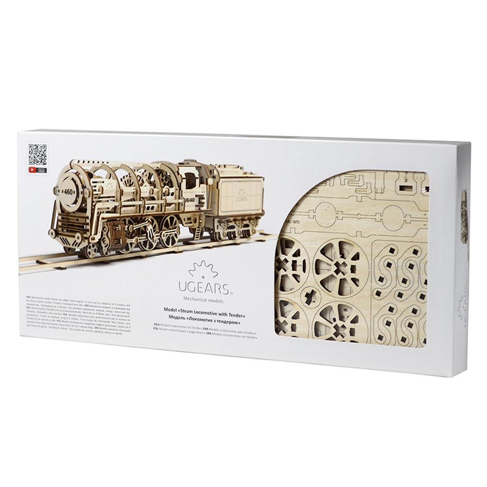 Ugears - Locomotive with Tender Mechanical Model 443pcs