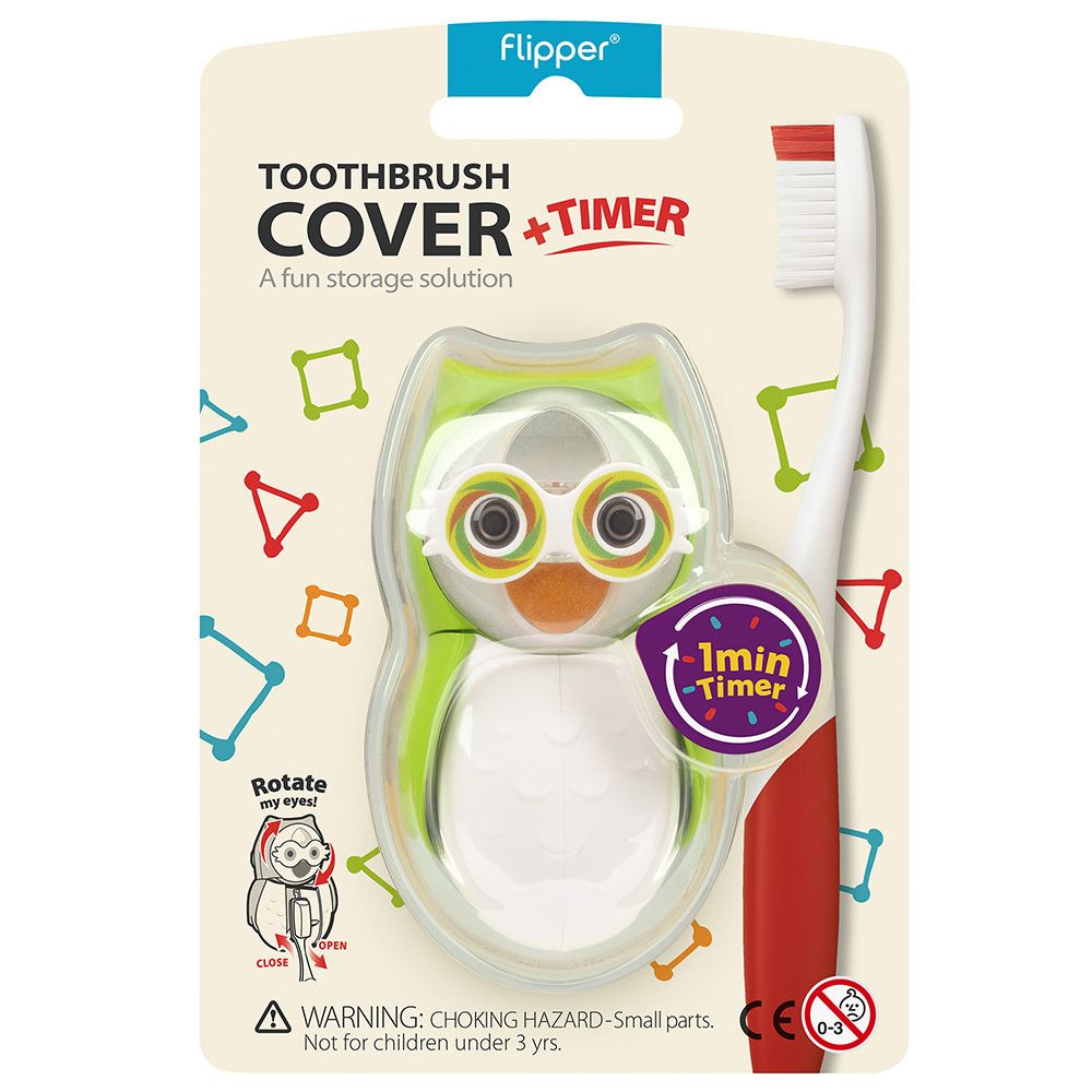 Flipper - Owl Earthy Toothbrush Holder With Timer - Green