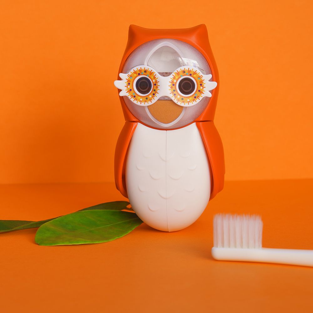 Flipper - Owl Hearty Toothbrush Holder With Timer - Orange