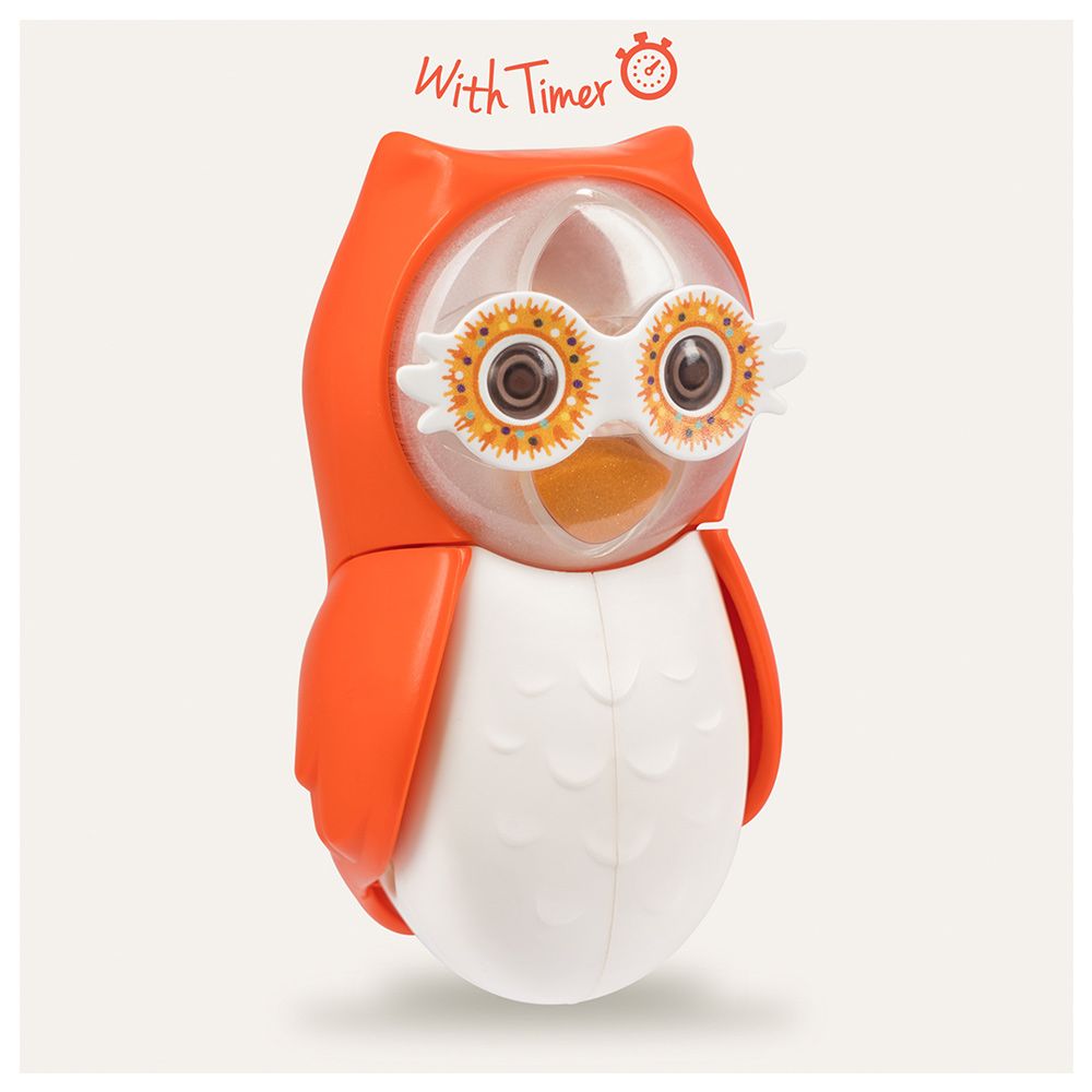 Flipper - Owl Hearty Toothbrush Holder With Timer - Orange