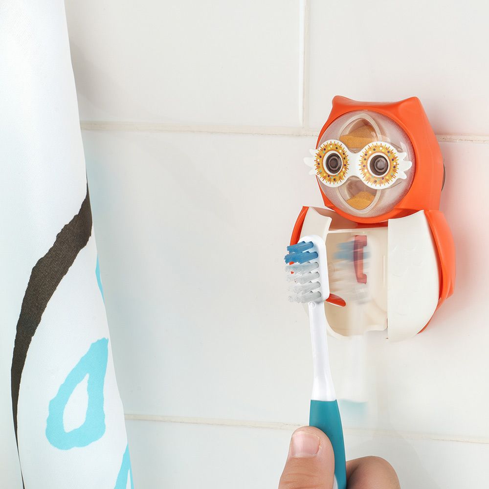 Flipper - Owl Hearty Toothbrush Holder With Timer - Orange