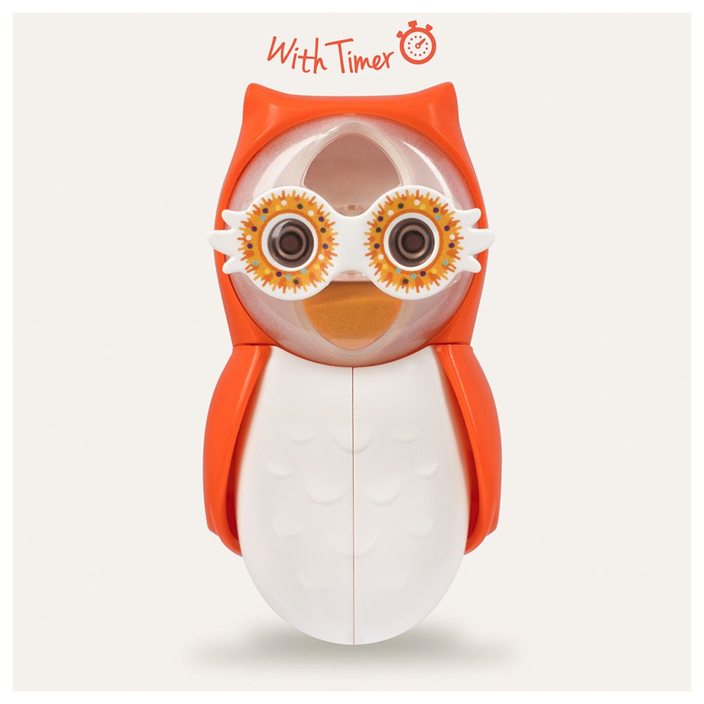 Flipper - Owl Hearty Toothbrush Holder With Timer - Orange