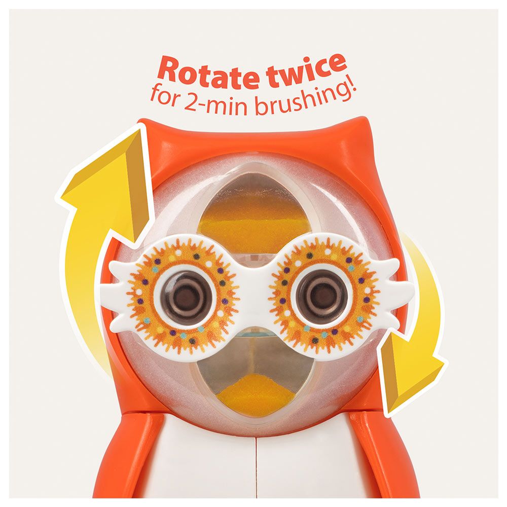 Flipper - Owl Hearty Toothbrush Holder With Timer - Orange