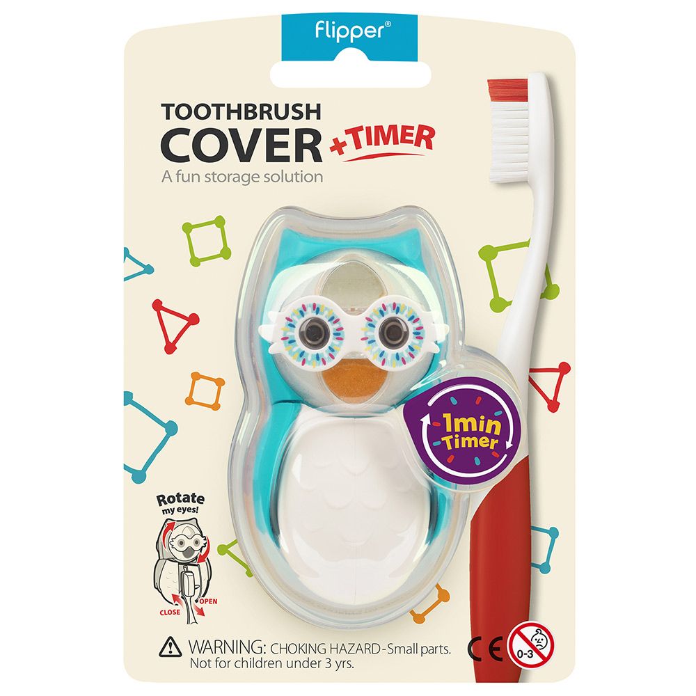 Flipper - Owl Smarty Toothbrush Holder With Timer - Blue