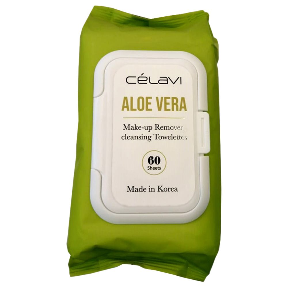 Celavi - Makeup Remover Cleansing Towelettes - Aloe Vera - 60pcs