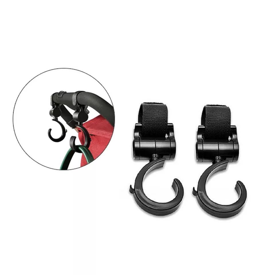 Pikkaboo - 2Pcs Multi Purpose 360 Swivel Stroller Hooks - Black - 2pcs