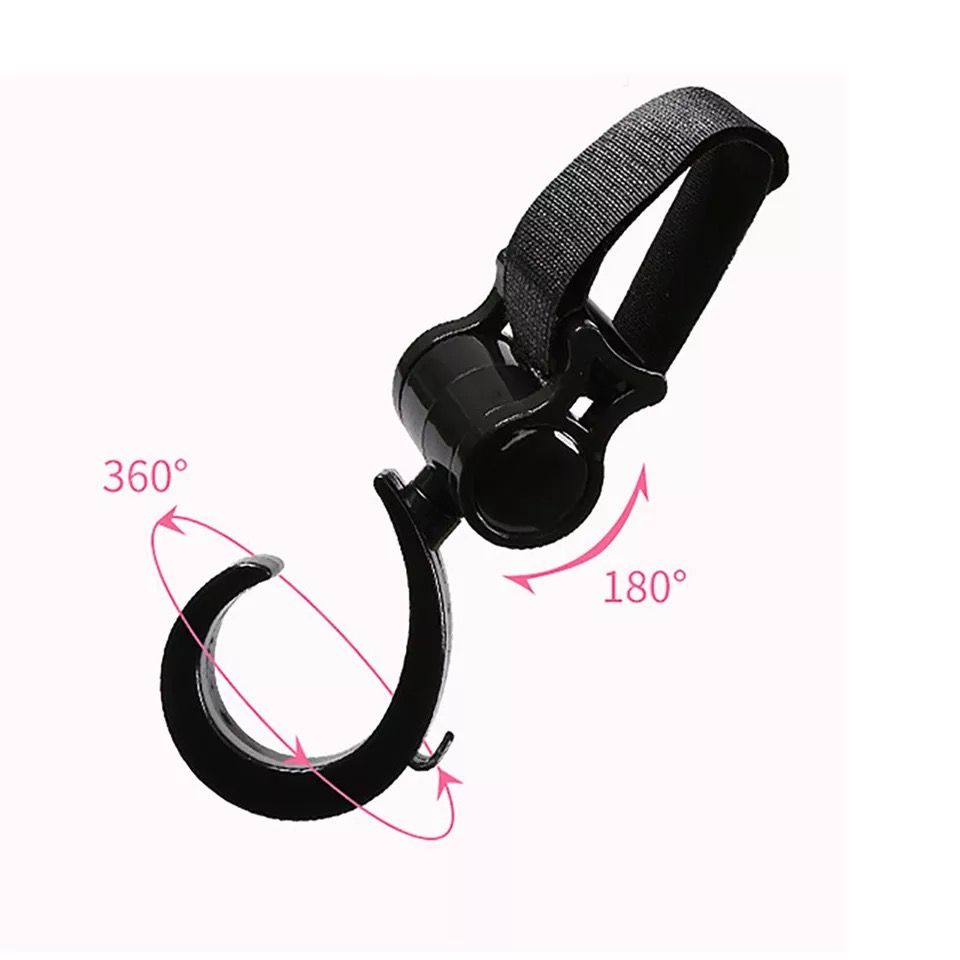 Pikkaboo - 2Pcs Multi Purpose 360 Swivel Stroller Hooks - Black - 2pcs