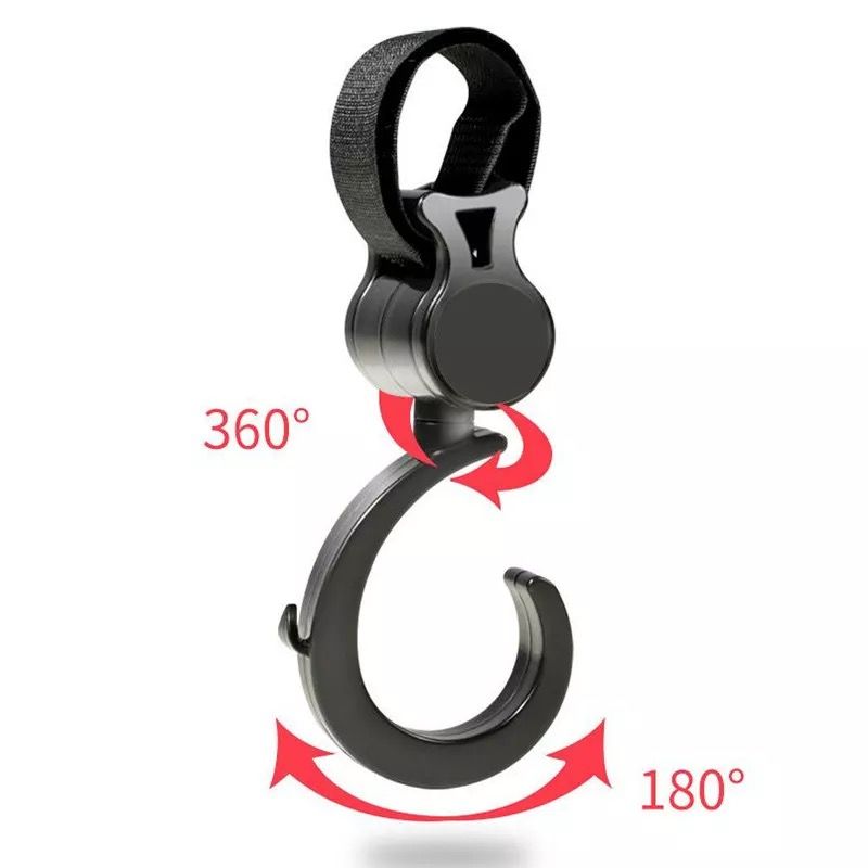 Pikkaboo - 2Pcs Multi Purpose 360 Swivel Stroller Hooks - Black - 2pcs