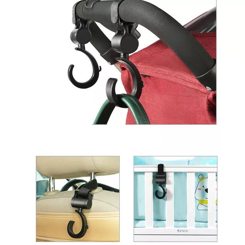 Pikkaboo - 2Pcs Multi Purpose 360 Swivel Stroller Hooks - Black - 2pcs