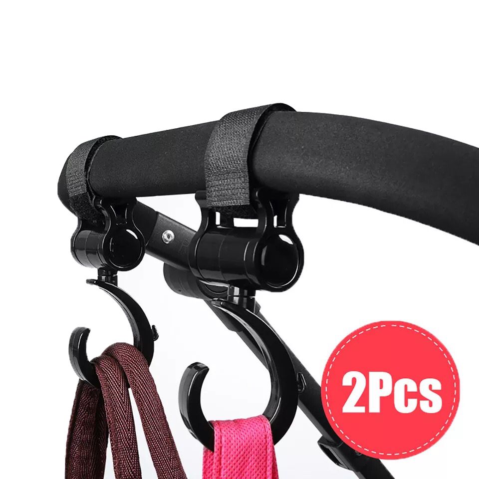 Pikkaboo - 2Pcs Multi Purpose 360 Swivel Stroller Hooks - Black - 2pcs