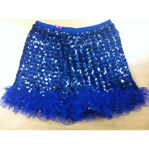 Twirl Navy Sequin Tulle Ruffled Shorts  