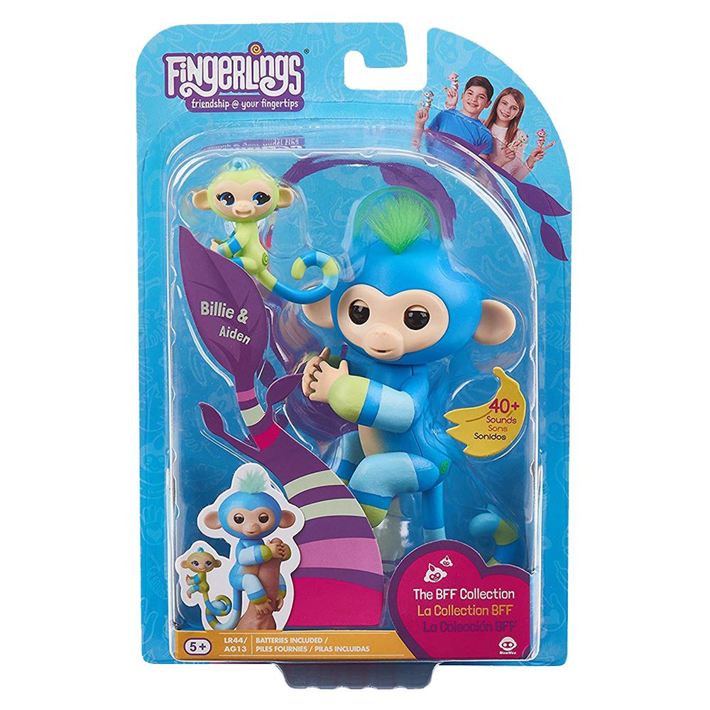 WowWee - Fingerlings Baby Monkey BBFs Billie & Aiden - Blue