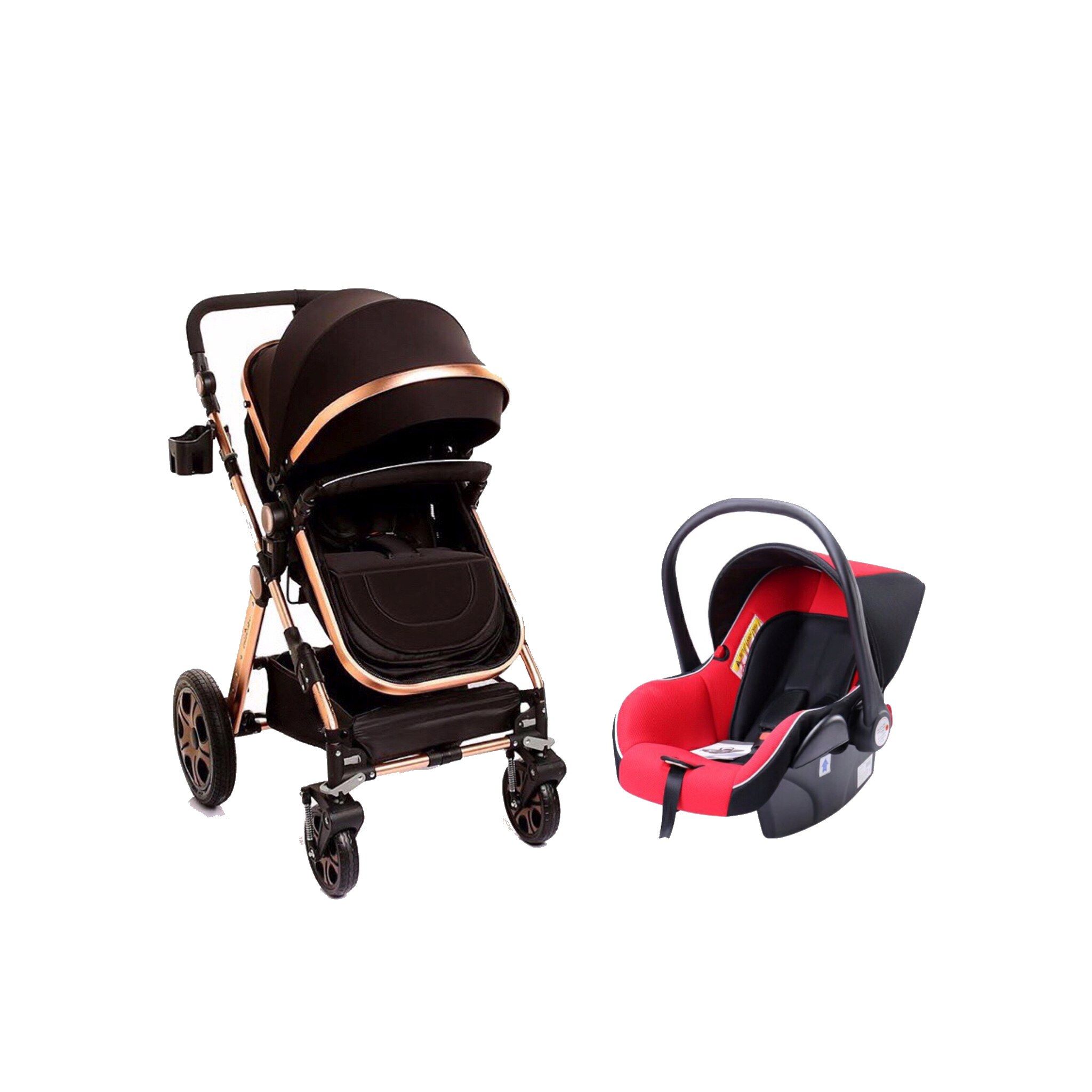 Pikkaboo - 4In1 Luxury Stroller Travel System - Black/Red