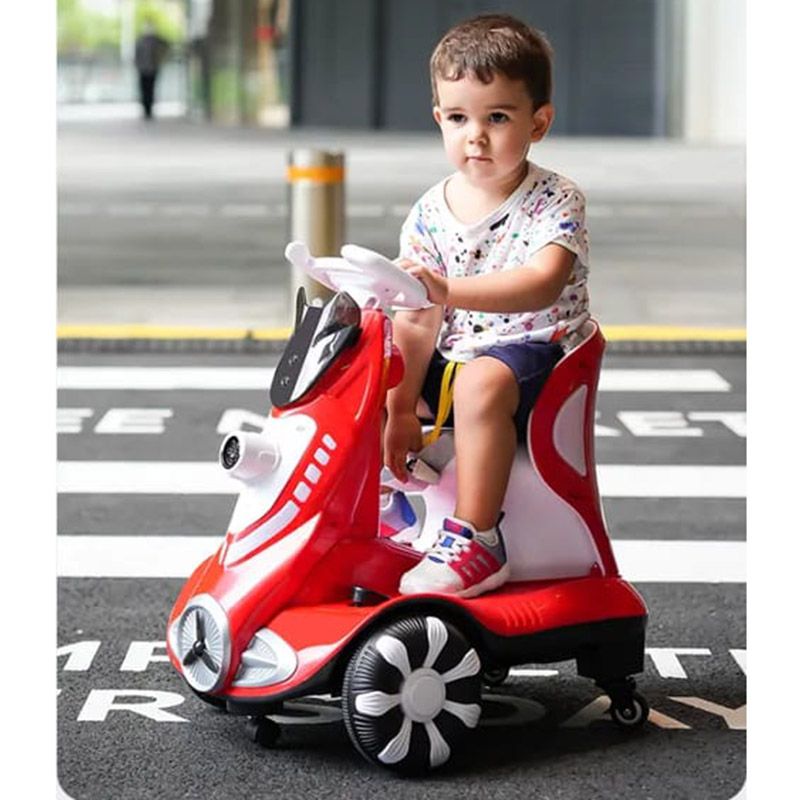 Pikkaboo - Toddler Four-Wheel Lights & Bubbles Electric Scooter - Red