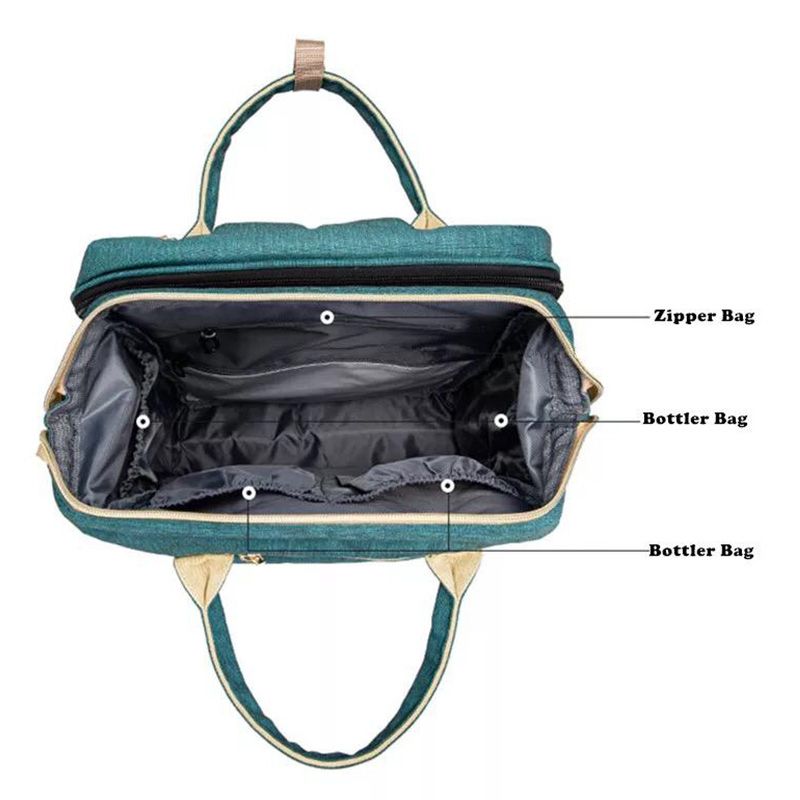 Pikkaboo 4in1 Diaper Bag with Changing Station/Crib -Teal Green