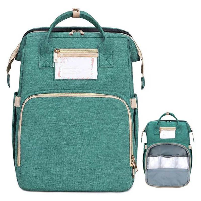 Pikkaboo 4in1 Diaper Bag with Changing Station/Crib -Teal Green