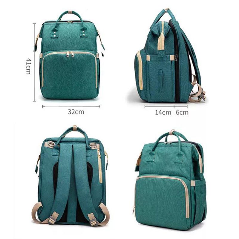 Pikkaboo 4in1 Diaper Bag with Changing Station/Crib -Teal Green