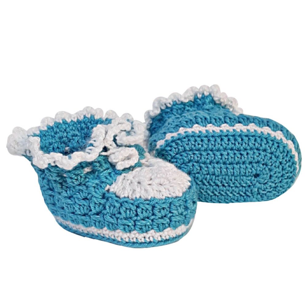 Pikkaboo - LittleFeet Handmade Crocheted Baby Booties - Blue