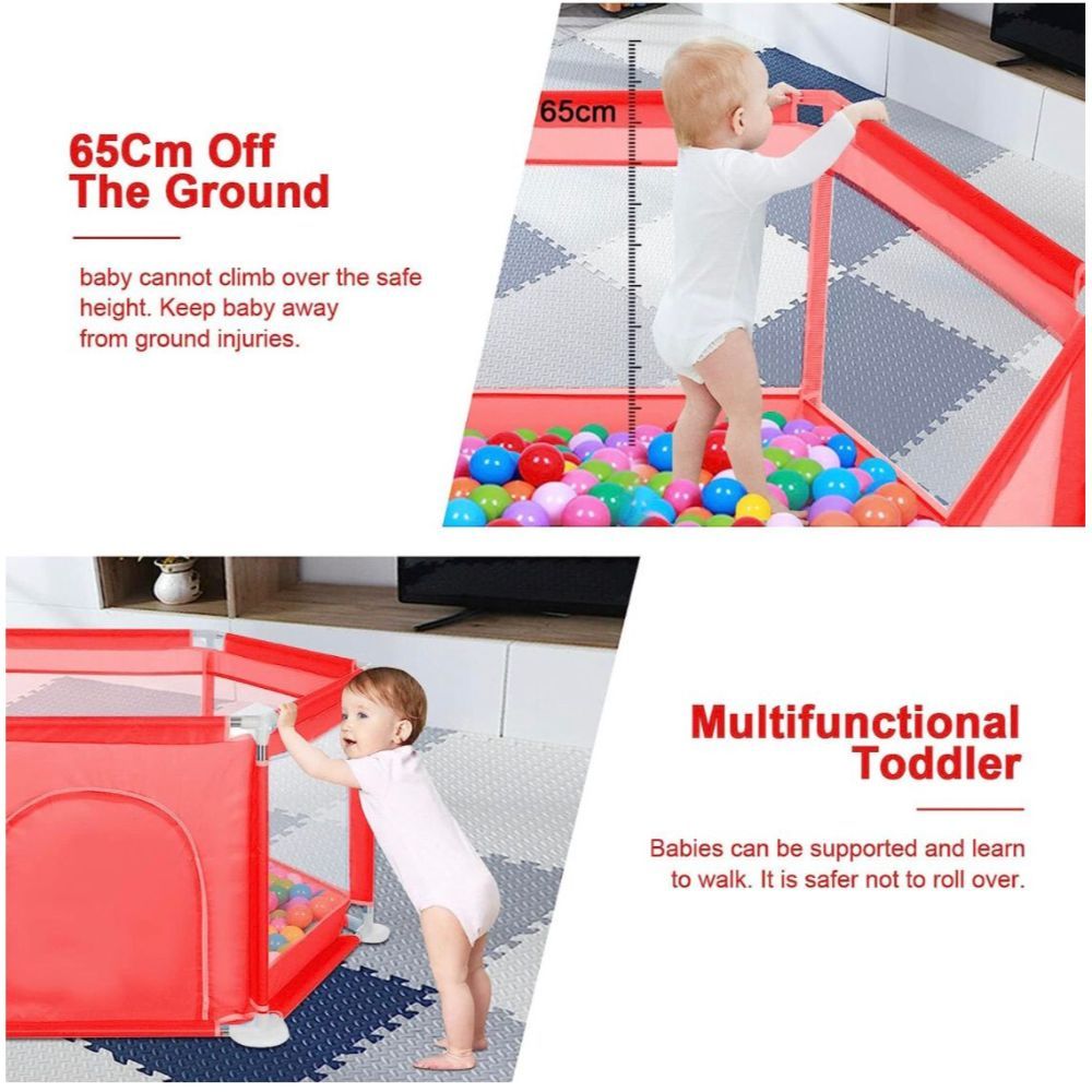 Pikkaboo - MyFunPlay Portable Playpen with 30 Free Balls - Red