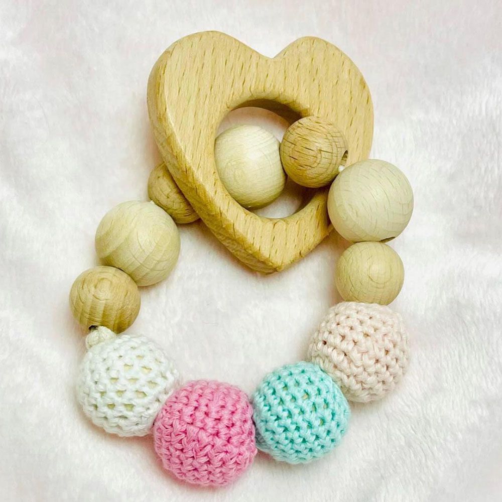 Pikkaboo - Snuggle&Play Crochet Teether w/ Wooden Bracelet