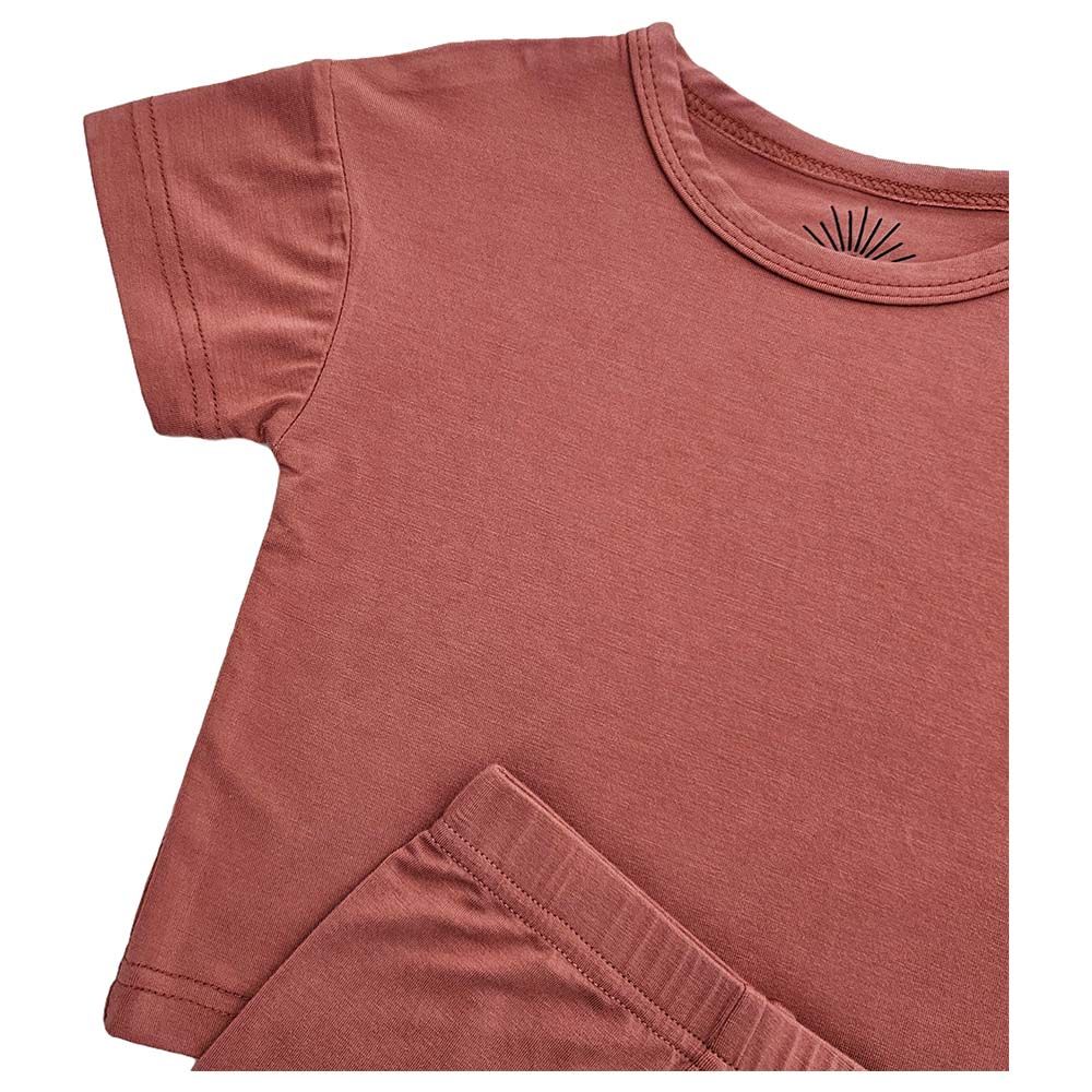 Issy & Lilo - 2pc-set - Short Sleeve Bamboo T-shirt And Shorts - Very Berry